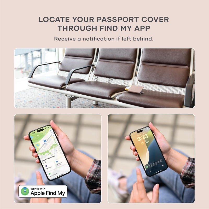Satechi Passport Holder for Travel with Find My, Passport Cover with 4 Card Holder, Wireless Charging, and RFID protection â€“ Travel Essential Vegan Leather Passport â€“ Desert Rose - Image 3