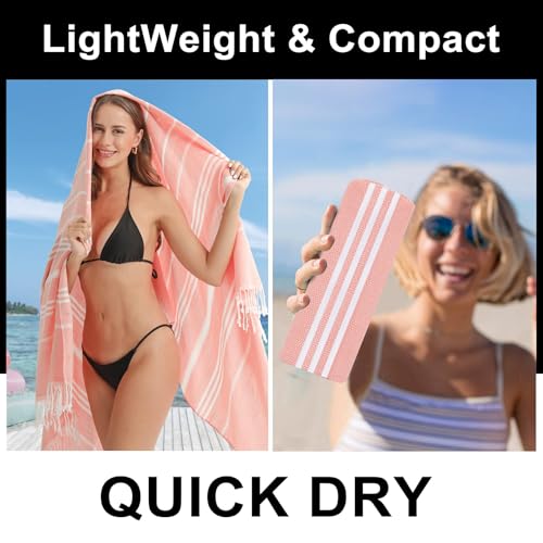 Antfuny 2 Packs Cotton Turkish Beach Towels Quick Dry Sand Free Oversized Bath Pool Swim Towel Extra Large Big Xl Blanket Adult Travel Essentials Cruise Accessories Must Haves Clearance Vacation Stuff - Image 3