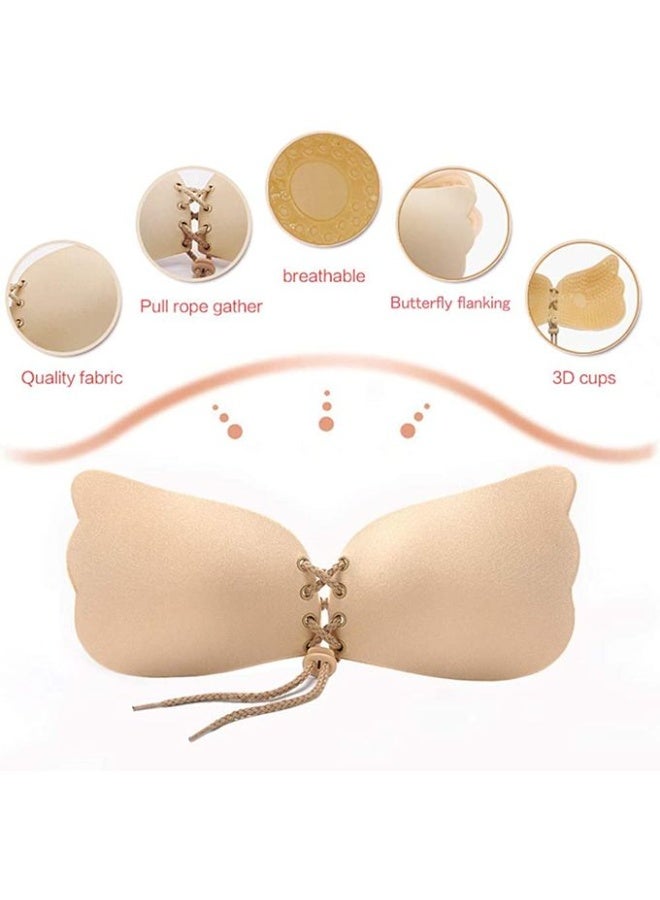 Strapless Silicone Bra, Beige, Invisible Bra, Silicone, High Viscosity, Anti-Separation, Breast Enhancer - Image 3