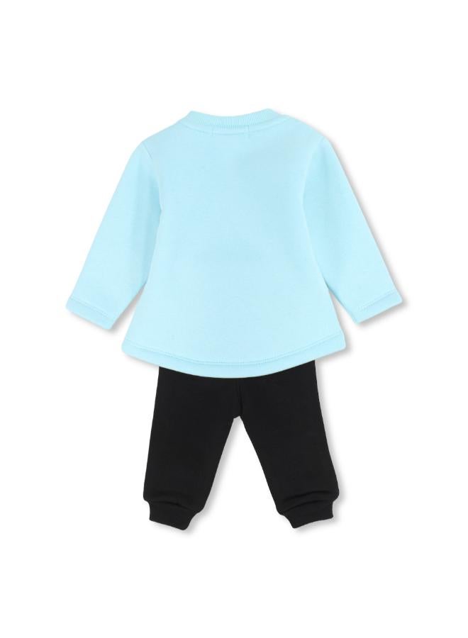 Ourkids Baby Girls Cotton Pajama Set – Aqua/Black with “Laugh, Smile & Be Happy” Giraffe Design - Image 2