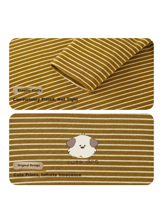 Badibadi Autumn Winter Baby Toddler Long Sleeve Base Layer T-shirt Soft Elastic Warm Comfortable Brown Puppy 80 - Image 4