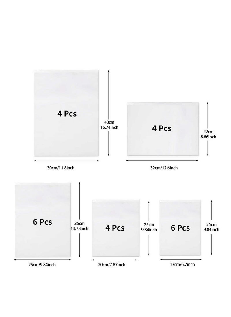 Excefore - Reusable Ziplock Bags, Travel Clothes Storage Bags, Plastic Hospital Bags Maternity Essentials, Frosted Waterproof Multifunctional Storage Pouch, for Clothes, Shoes, Cosmetics(5 Size 24 Pcs) - Image 1