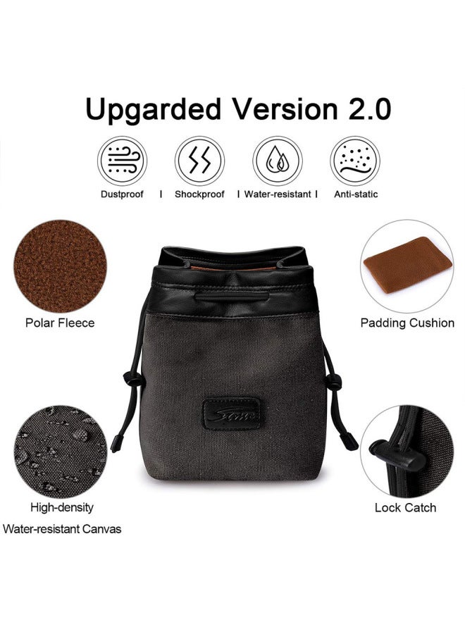 Camera Sleeve Bag Canon Micro Single Photography Storage Protective Cover Fuji Sony Lens PU Leather Drawstring Pocket-Color:Yellow Beige (customizable)-Dimensions:Customizable - Image 4