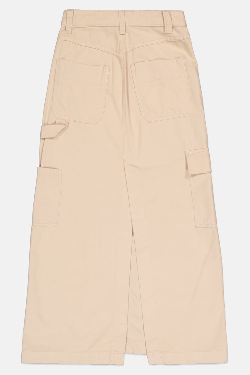 Bershka تنورة ماكسي بجيوب كارجو للنساء، بيج - Image 3