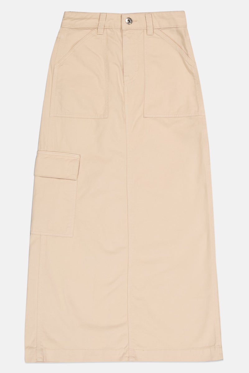 Bershka تنورة ماكسي بجيوب كارجو للنساء، بيج - Image 2