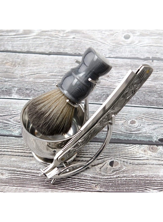 Shaving Straight Razor Kit, Steel Cutthroat Straight Razor With Leather Strop, Shaving Brush, Stainless Steel Shaving Bowl and Stand, Shaving Soap, Gift for Men…