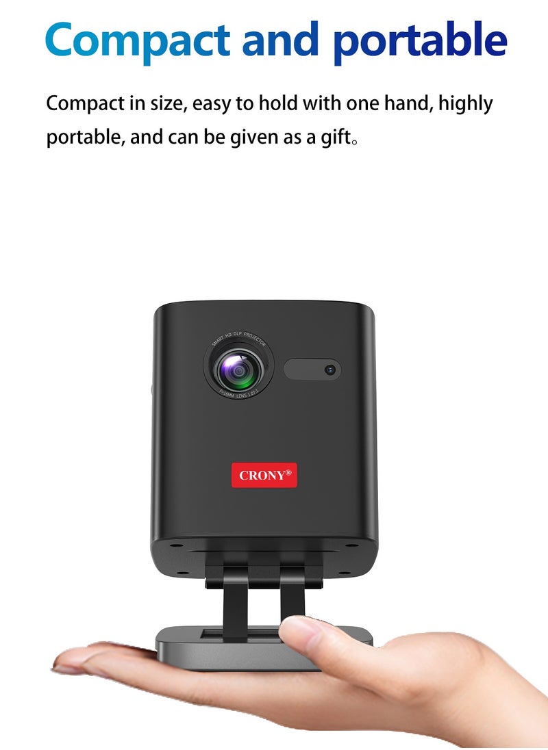 Crony - CRONY C1000 3D upright Projector with BT speaker 1080p Wifi Smart Led Dlp Video Projector With Battery - Image 1