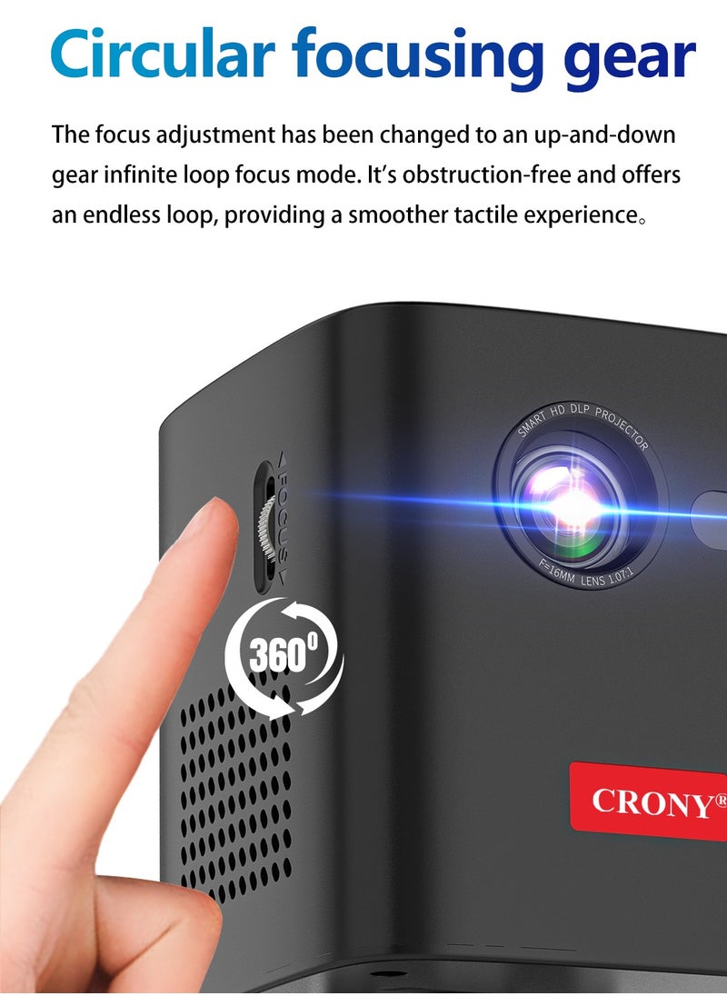 Crony - CRONY C1000 3D upright Projector with BT speaker 1080p Wifi Smart Led Dlp Video Projector With Battery - Image 1