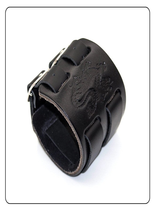 Fusamk Punk Dragon Bracelet Belt Buckle Wristband Wide Leather Bracelet,7.0-8.0inches - Image 5