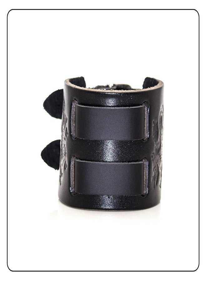 Fusamk Punk Dragon Bracelet Belt Buckle Wristband Wide Leather Bracelet,7.0-8.0inches - Image 4
