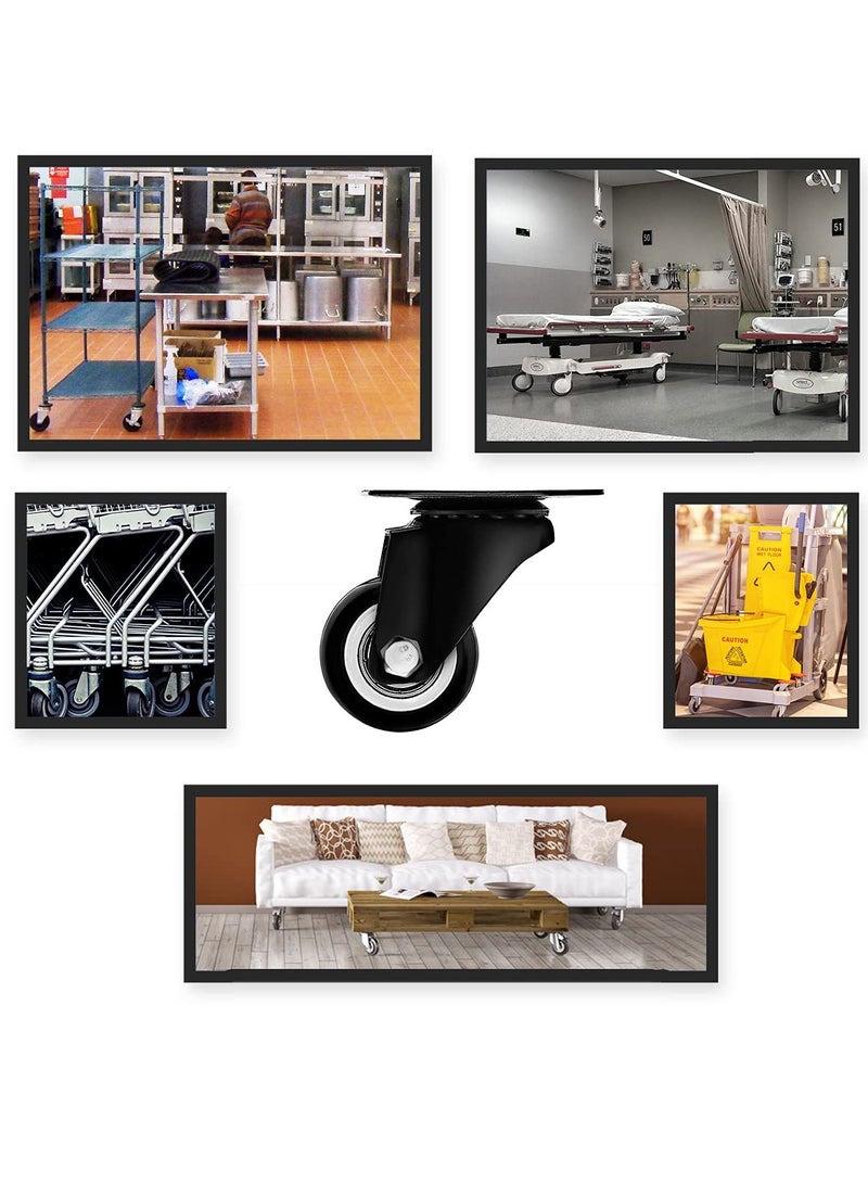 12 Pack Swivel 1.5" Caster Wheels Rubber Base with Top Plate & Bearing Heavy Duty - Image 2