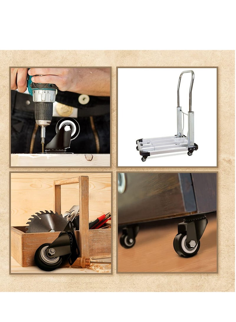 12 Pack Swivel 1.5" Caster Wheels Rubber Base with Top Plate & Bearing Heavy Duty - Image 4