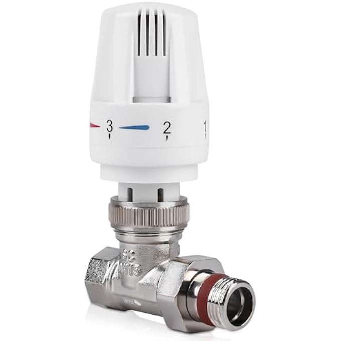THERMOSTATIC VALVE THERMOSTATIC HEAD, 1/2 INCH THERMOSTATIC VALVE WITH THREADED CONNECTION, THERMOSTAT SET, RETURN FITTING 1/2 INCH PASSAGE RADIATOR VALVE, HEATING VALVE, WHITE - Image 2