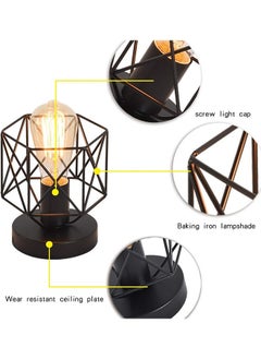 بيوينتي Vintage Ceiling Light, Industrial Semi-Flush Mount Chandeliers with Metal Cage, E27 Base Ceiling Lamp Fixture for Porch Hallway Kitchen Farmhouse Lighting (Black, 2 Packs)  - Image 4