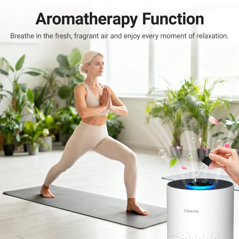 Cobectal 2 Pack Air Purifiers for Bedroom Home, Cobectal Air Cleaner with H14 True HEPA 3-in-1 Filter for Room up to 1050 ftÂ², Sleep Mode & Aroma Function, Portable Air Purifiers for Office, Dorm, RVs, White - Image 4