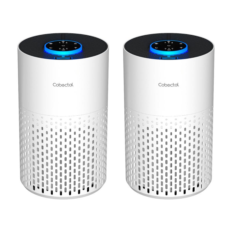 Cobectal 2 Pack Air Purifiers for Bedroom Home, Cobectal Air Cleaner with H14 True HEPA 3-in-1 Filter for Room up to 1050 ftÂ², Sleep Mode & Aroma Function, Portable Air Purifiers for Office, Dorm, RVs, White - Image 1