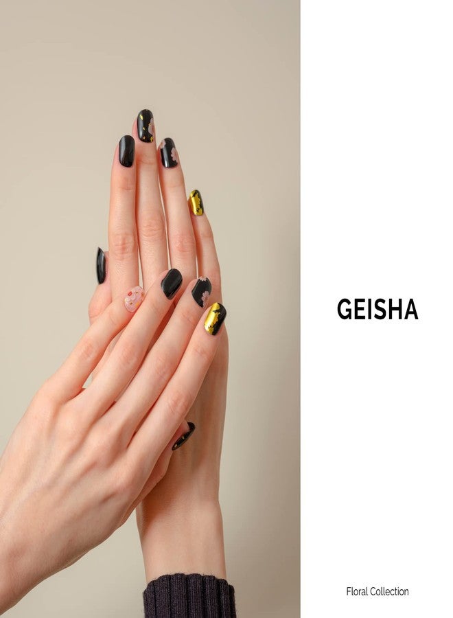 NAILOG Semi Cured Gel Nail Strips, 34 pcs Salon-Quality Gel Nail Stickers, Long Lasting Nail Wraps for Women with Soft Gel Finish | Geisha - Image 2