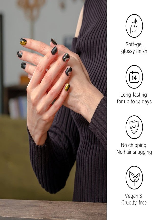 NAILOG Semi Cured Gel Nail Strips, 34 pcs Salon-Quality Gel Nail Stickers, Long Lasting Nail Wraps for Women with Soft Gel Finish | Geisha - Image 4