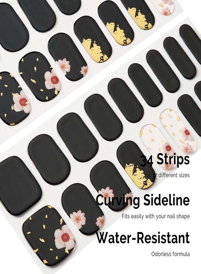 NAILOG Semi Cured Gel Nail Strips, 34 pcs Salon-Quality Gel Nail Stickers, Long Lasting Nail Wraps for Women with Soft Gel Finish | Geisha - Image 3