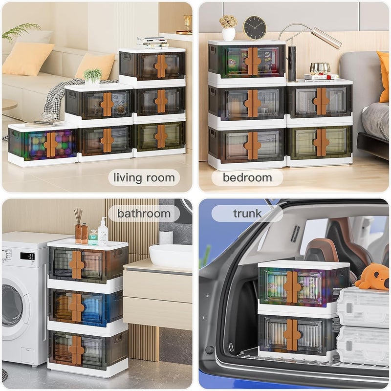 Kresal Stackable Storage Bins with Lid 1Pack Stackable Storage Drawers Collapsible Storage Bins with lids Multifunctional Foldable Storage Box for Bedroom Living Room Toy Room - Image 5