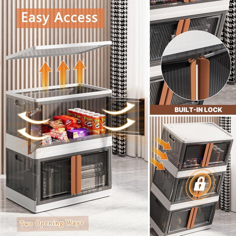 Kresal Stackable Storage Bins with Lid 1Pack Stackable Storage Drawers Collapsible Storage Bins with lids Multifunctional Foldable Storage Box for Bedroom Living Room Toy Room - Image 4