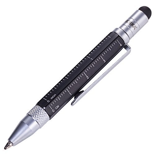Troika Construction Liliput - PIP25/BK - Multitasking Ballpoint Pen (Small) - Tool Pen - Centimeter/Inch Ruler - Slotted/Phillips Screwdriver - Stylus (Black) Original - Image 1
