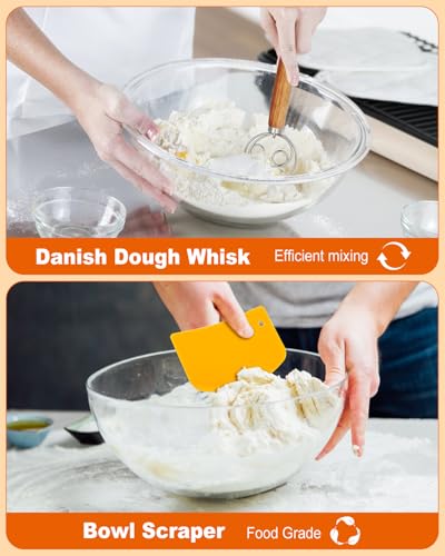 DEORFGO Sourdough Bread Baking Supplies Tools,10 Inch Oval & 9 Inch Round Banneton Bread Proofing Basket Set,Sourdough Starter Kit Gift for Bread Making (white with Starter Jar) - Image 4