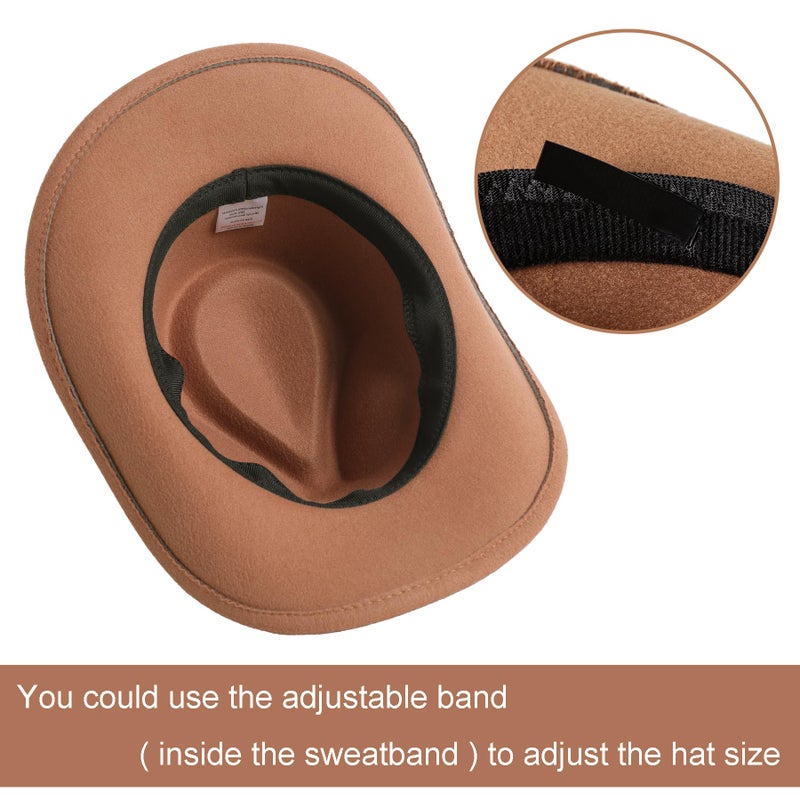 Jastore Western Cowboy Hat for Kids Girls with Heart Shaped Buckle Blet Cowgirl Hat Rodeo Party Hats (US, Age, 6 Years, 12 Years, Khaki) - Image 3