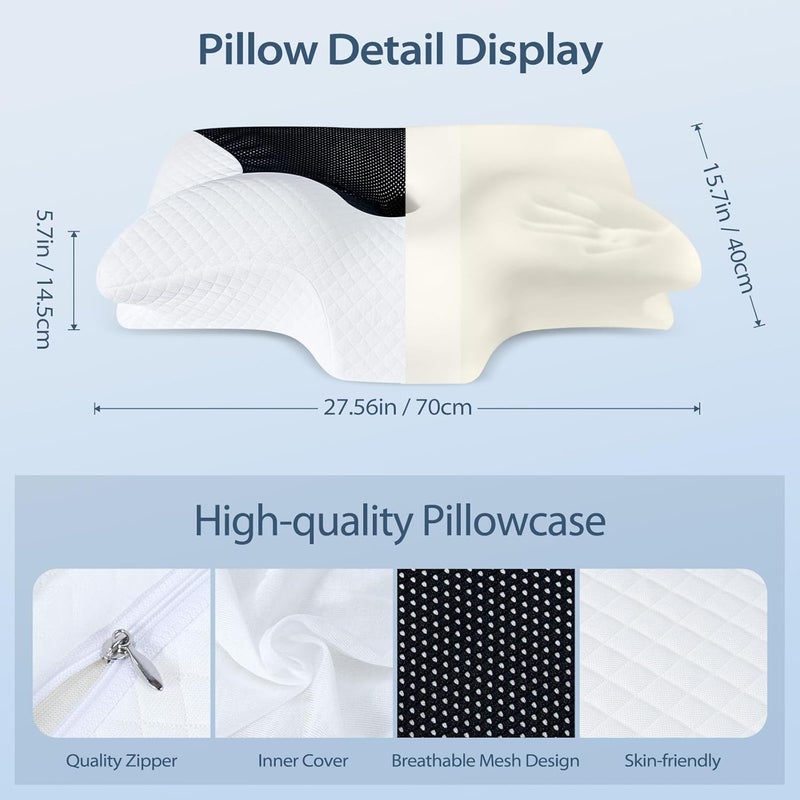 HOMCA Memory Foam Pillow(King Size), Neck Support Bed Pillow for Side, Back and Stomach Sleepers(Black) - Image 5