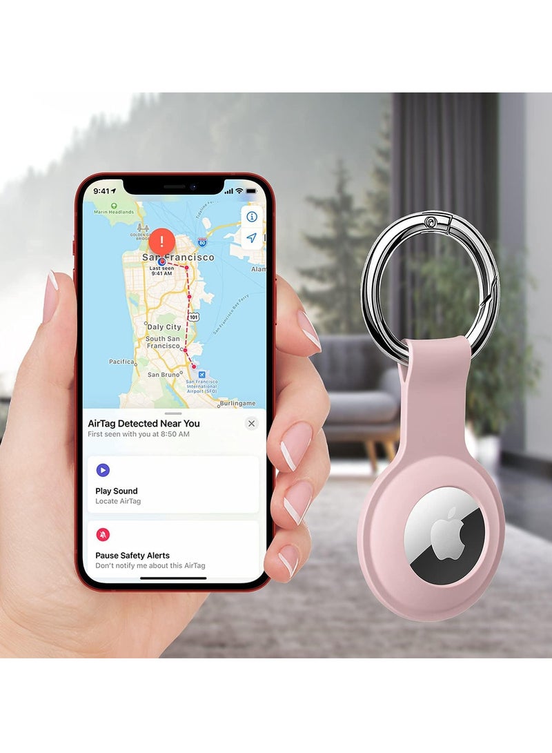 AirTag Holder Case- Silicone Case for AirTag Keyring for Keys, Bags, Luggage, Pet Collars - Anti-Lost and Scratch-Resistant Design for Apple Air Tags 2021(Pink) - Image 3