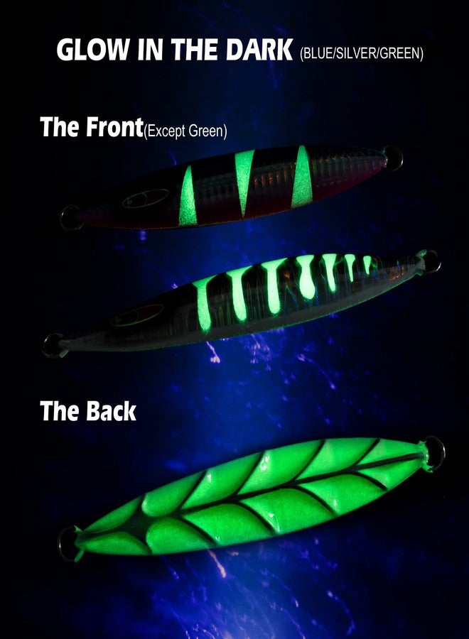 Goture Glow Slow Pitch Jigs with Portable Jig Bag, Double Assist Hook Fishing Jig Lead Saltwater Jigging Lures for Tuna, Dogtooth Tuna, Yellowtail, Kingfish, Bluefin-3Weights(100g/150g/250g) &3Colors - Image 2