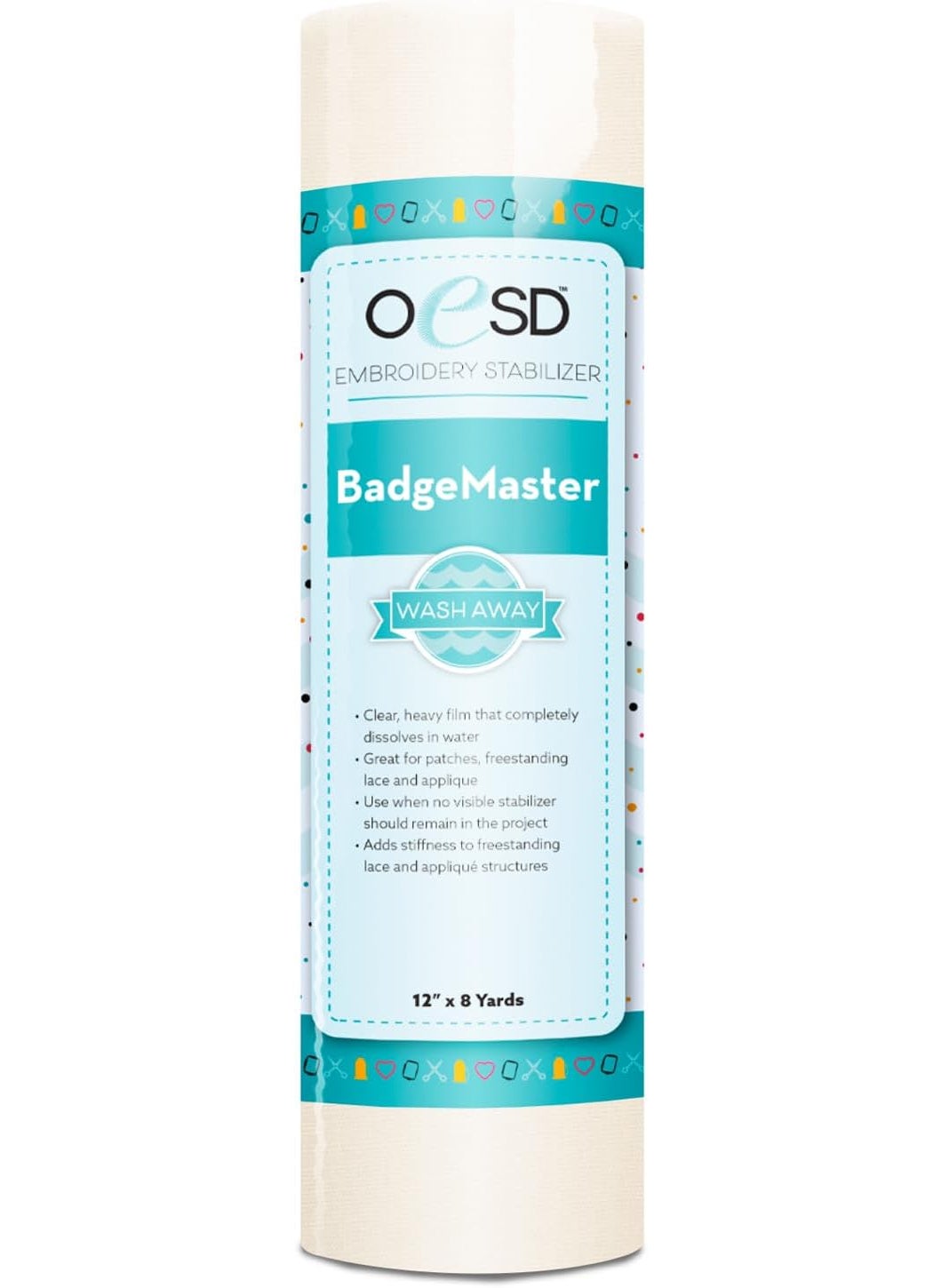 OESD Badge Master Wash Away Water Soluble Embroidery Stabilizer 12 x 8 Yd Roll  - Image 1
