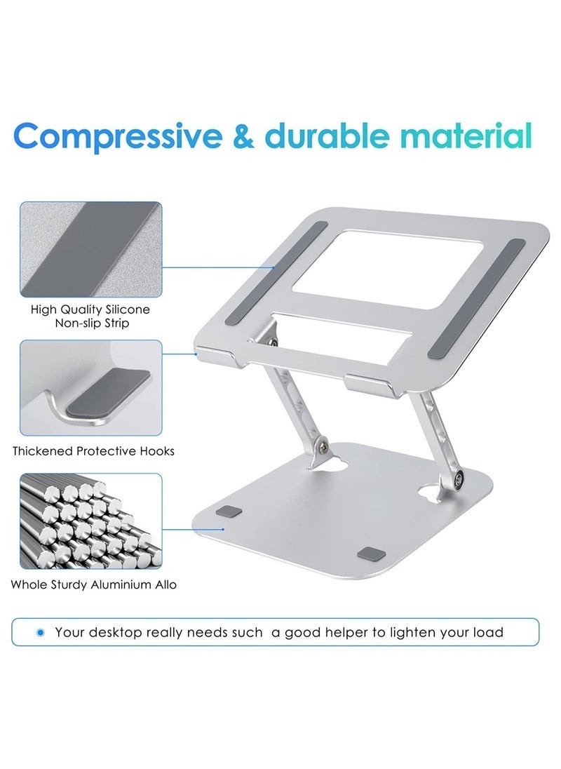 JAJEEK Multi-Angle Adjustable Laptop Stand for Desk – Ergonomic Aluminum Laptop Riser with Ventilated Heat Dissipation, Foldable & Portable Design – Universal Laptop Holder for MacBook, Dell, HP, Lenovo & All 10-17 Inch Laptops – Sleek & Stable Desktop Support - Image 3