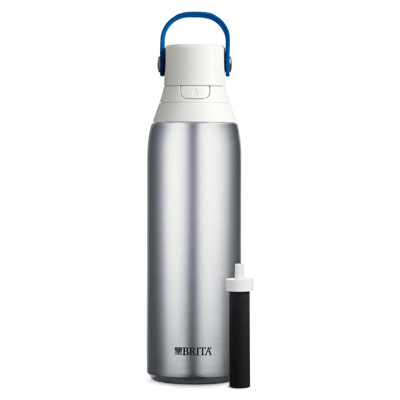 Brita Stainless Steel Premium Filtering Water Bottle BPAFree Reusable Insulated Replaces 300 Plastic Water Bottles Filter Lasts 2 Months or 40 Gallons Includes 1 Filter Stainless  20 oz