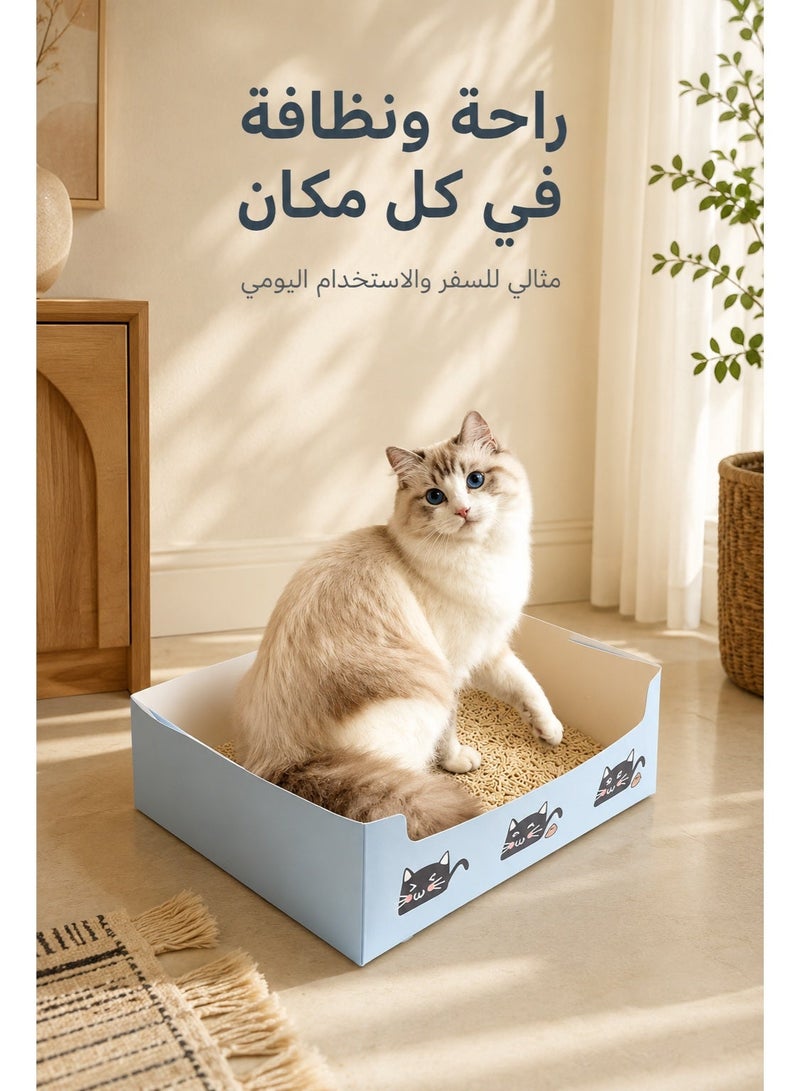 Sisily 5 Pack Disposable Paper Cat Litter Box Foldable Portable Cat Toilet 37.5 x 29.5 x 12 cm Temporary Litter Tray for Travel Moving Foster Care Kittens Without Litter - Image 4