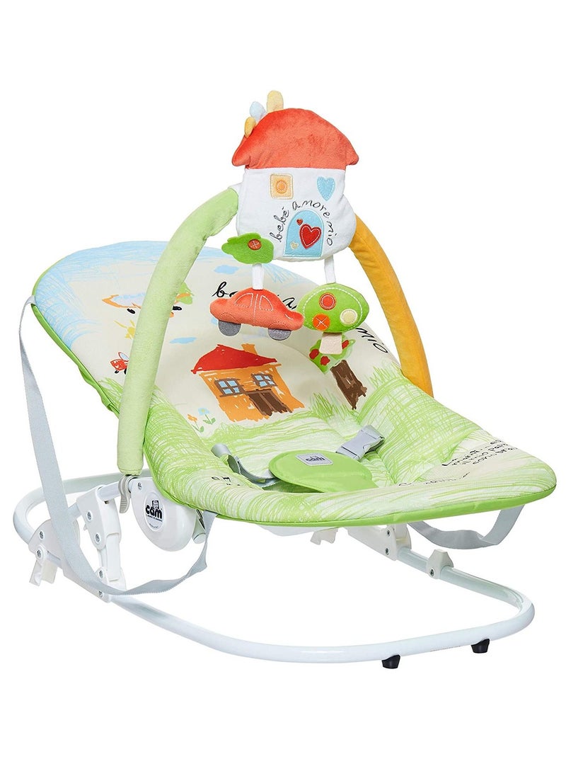 cam - Portable Baby Infant Rocking, Bouncer, Sway Gentle Swaying, Motion Baby, Rocker, With Support Adjustable 3-Position Backrest, Soft Fabric Cover Form 0-9 Kg - Green - Image 1