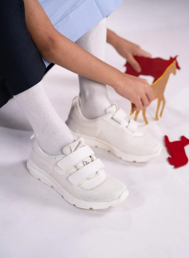 PLAETO White Velcro School Shoes for Kids PU Canvas