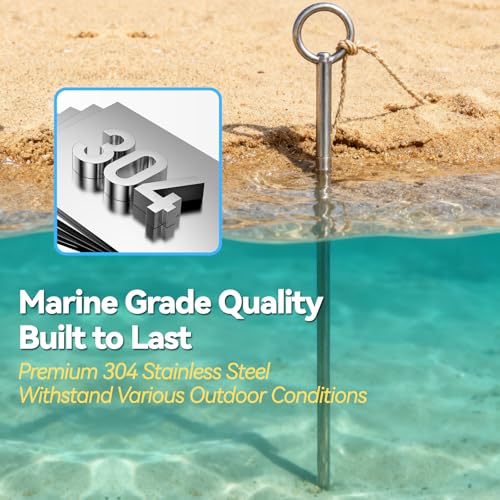 Feblomst Sand Anchor for Beach, 304 Stainless Steel Boat Anchor Kit 36 inch, Sharp Single Spiral and Detachable Handle for Easy Install Deep in Sand Water, Heavy Duty Anchor for Kayak, Jet Ski, PWC, Small Boat - Image 3