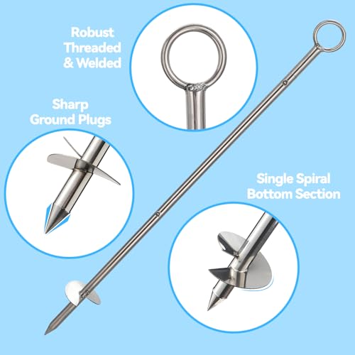 Feblomst Sand Anchor for Beach, 304 Stainless Steel Boat Anchor Kit 36 inch, Sharp Single Spiral and Detachable Handle for Easy Install Deep in Sand Water, Heavy Duty Anchor for Kayak, Jet Ski, PWC, Small Boat - Image 4