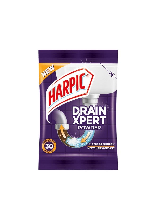 Harpic Drain Xpert Drain Cleaner Powder 50G | Effective Sink Cleaner, Drain Blockage Remover, Drain Pipe Cleaner - Image 1