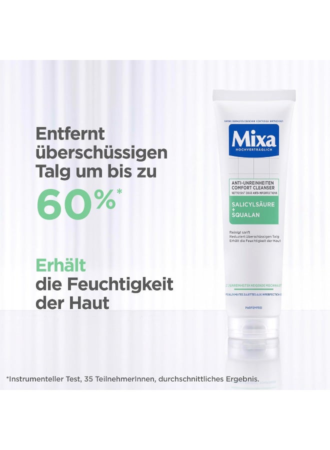 mixa Mixa Anti-impurities comfort cleanser, for acne-prone and sensitive skin, smooths the appearance of pores, with salicylic acid and squalane, suitable for face and neck, hypoallergenic, 150 ml - Image 4