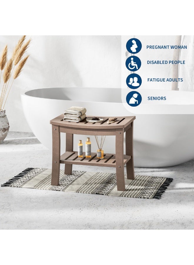 Garvee HDPE Shower Bench with Storage Shelf,Waterproof Shower Seat Stool Chair for Bathroom Bathtub,Non-Slip Spa Stool,Indoor Outdoor Use,Space-Saving,No Maintenance - Image 4