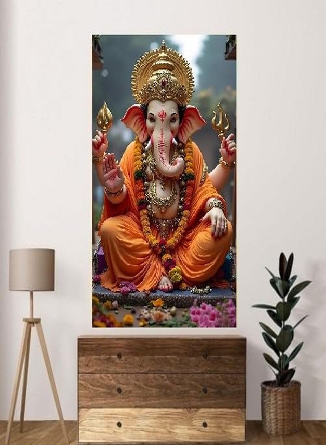 Fliptic Lord Ganesh Poster Wall | Ganpati Sticker Wall | Ganesh Ji Sticker | Ganesha Chaturthi Poster for Decoration | (300 GSM Paper, 12 x 18 Inch, Multicolour) (Design 3, 45L x 30W cm) - Image 3