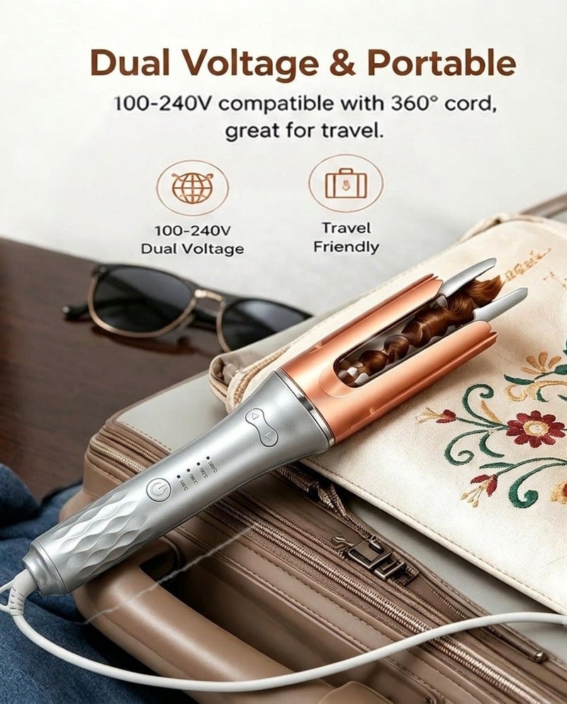 Automatic Hair Curler, Auto Curling Wand with 4 Temperature Settings (160°C-200°C), Anti-Scald and Anti-Tangle Smart Design, 360° Swivel Cord Dual Voltage Travel Hair Waver for Long and Medium Hair - Image 4
