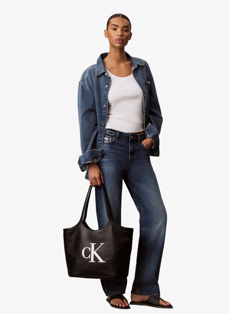 CALVIN KLEIN Embossed Monogram Tote Bag - Image 4