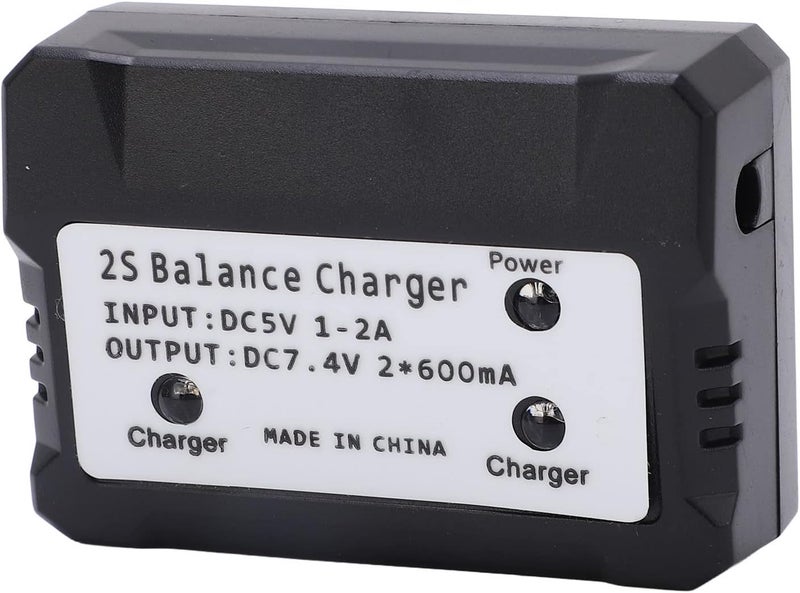 cheekyglo 2S Balance Charger,7.4V LiPo Battery Charger for Wltoys, Boat Plane Toy Charger Black - Image 1