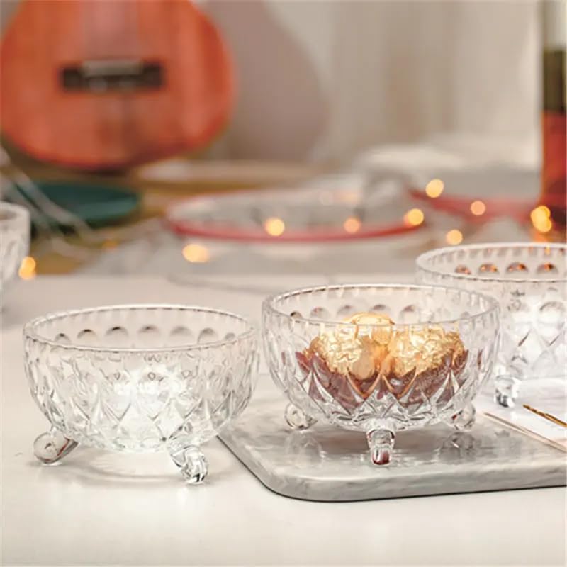 WRINGO Glass Serving Bowls Set 7 pcs Dessert Bowl Set Glassware Tableware Serving Bowl Set for IceCream Fruit Candy Pasta Salad Sugar 1 Big Bowl 6 Small Bowl WD03 - Image 3