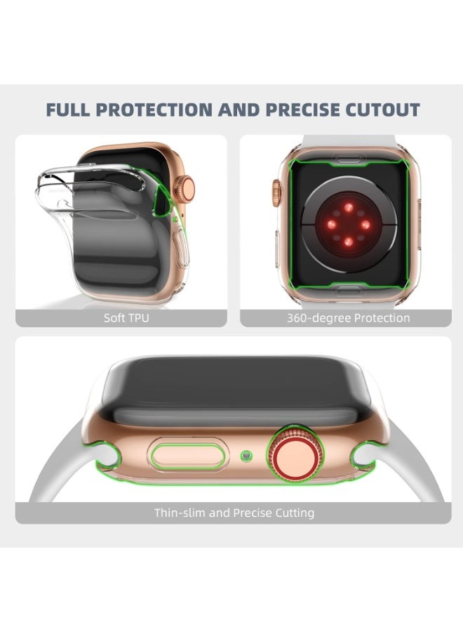 2 Pcs Protective Case Compatible with Apple Watch SE 3/SE 2/SE 44mm Case with Screen Protector,  Soft Transparent TPU All-Around Protective Case for iWatch Series 5/6 44mm - Image 2