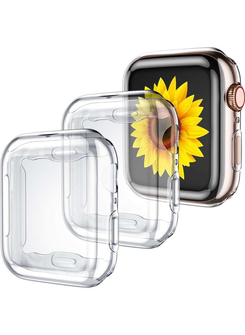 2 Pcs Protective Case Compatible with Apple Watch SE 3/SE 2/SE 44mm Case with Screen Protector,  Soft Transparent TPU All-Around Protective Case for iWatch Series 5/6 44mm - Image 1