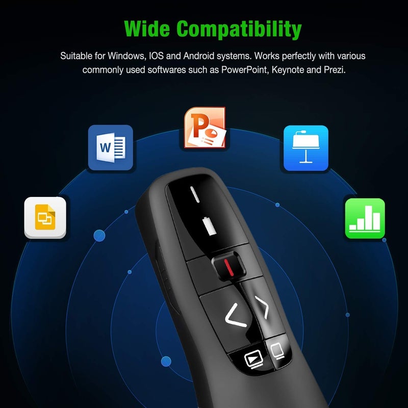 rts 2024-2025 Laser Pointer Wireless Laser Pointer Presenter Remote Control Laser Pen, for Presentation, Slide Changer, USB Power Point, PPT Controller with Clip Windows Mac PC - 2 Years Warranty - Image 3
